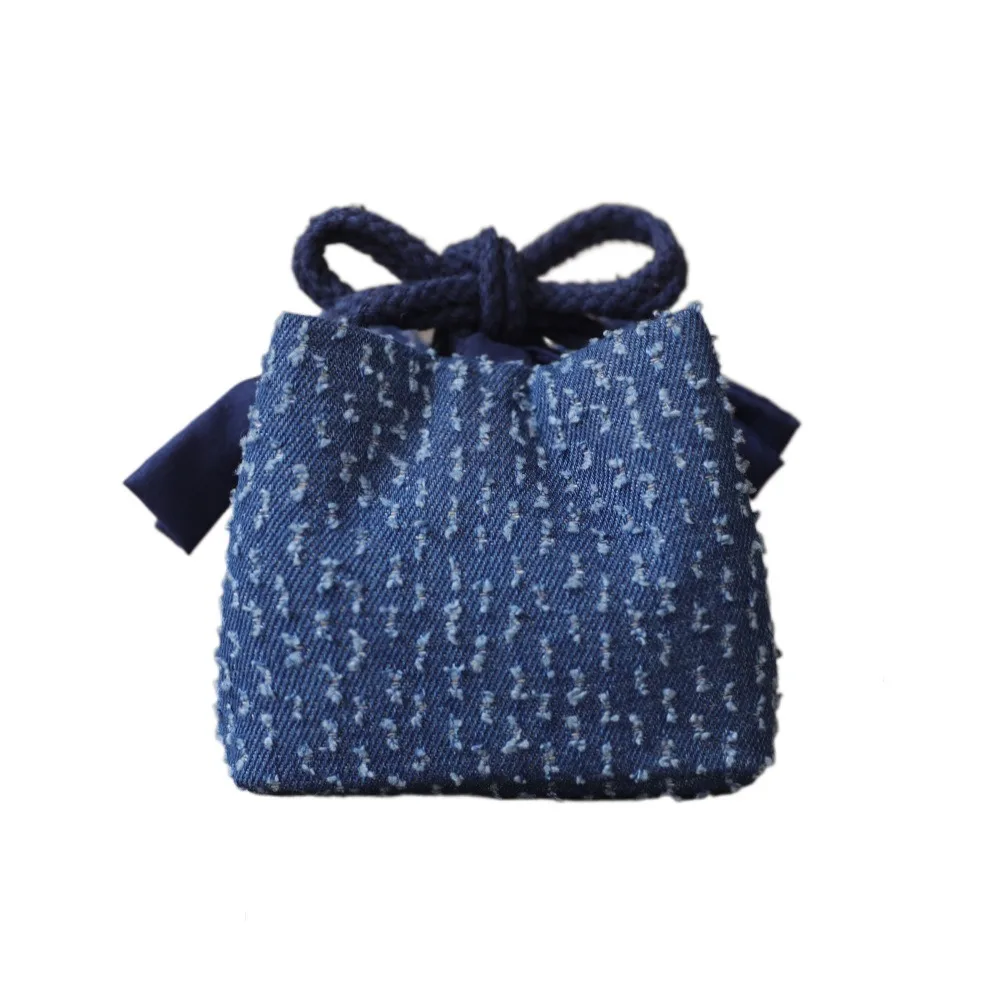 

Chinese Style Teapot Cup Cotton Protect Cloth Bags Dustproof Denim Travel Teaware Storage Bag Practical Portable