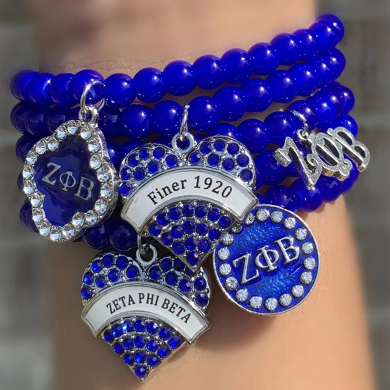 1Pcs Imitate Lazurite Zeta Phi Beta Sorority DIY Elastic Charm Bracelet Posh Greek Divine ZPHIB 1920 Jewelry OGL208