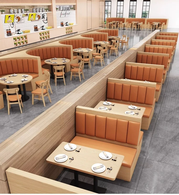 *Modern Commercial Dining Set for Fried Chicken Snack Shops Customizable Semi-Circular Wall-Mounted Booth