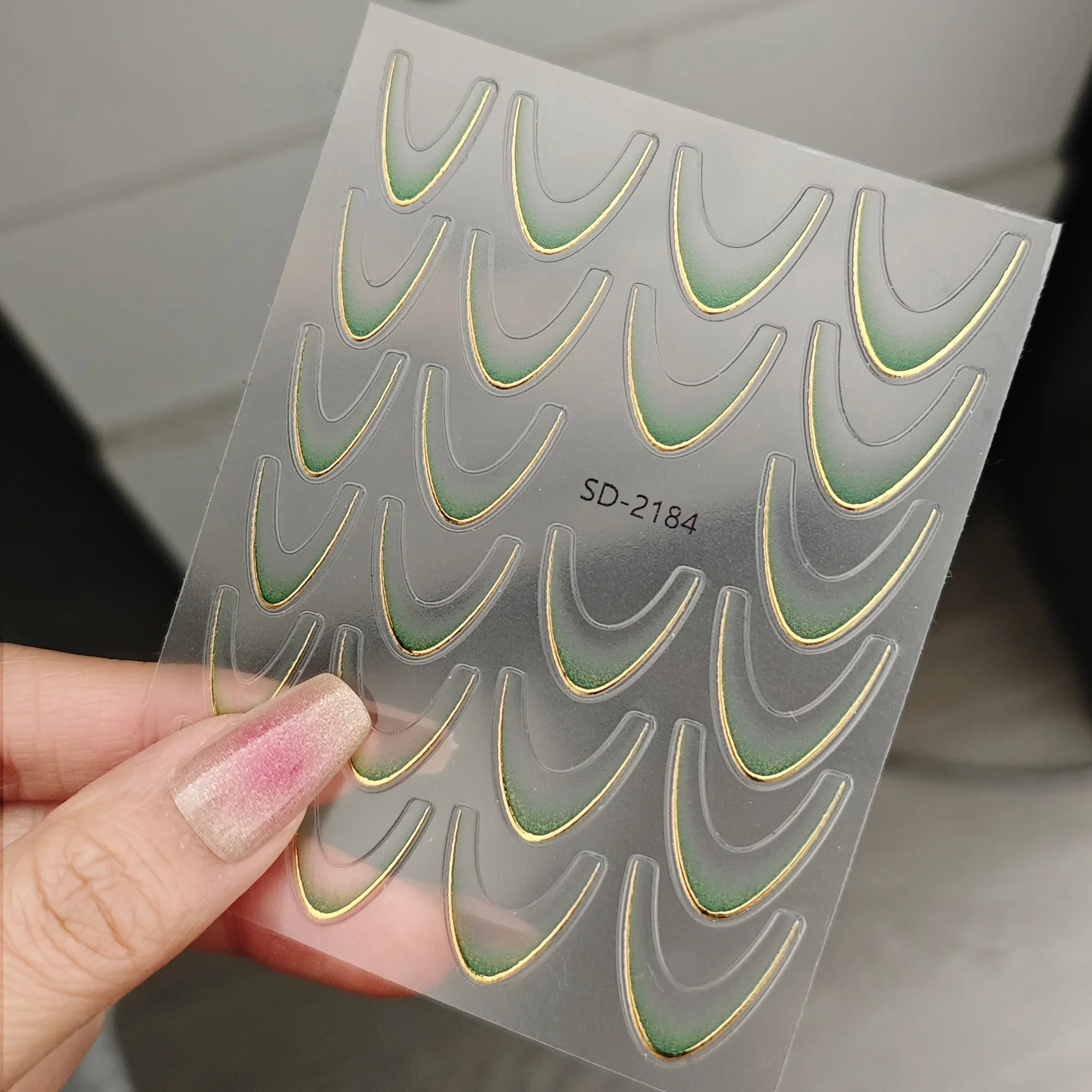 Hot Stamping Gradiënt Franse Lijn Nagels Stickers Crescent Smile Klassieke lijn Zelfklevende Nail Art Stickers Decals Decoratie