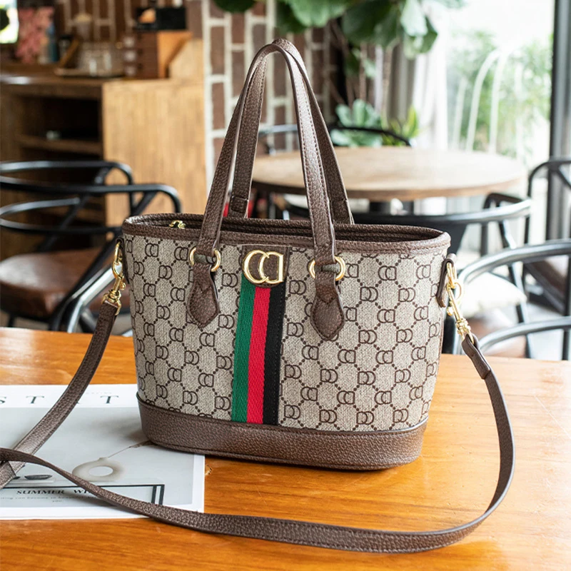 2026 NewWomenCanvasLeatherTote BagFashionVersatileLarge CapacityShoulderCrossbodyHandbagShopping Bag