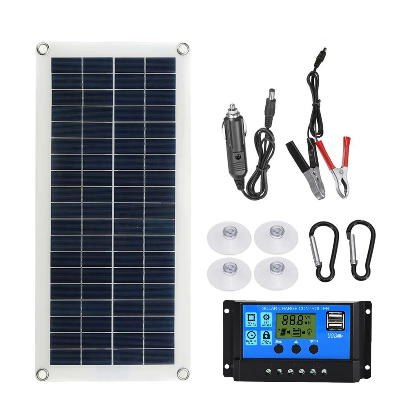 Portable 300W Solar Flexible Panel + Solar Charge Controller Kit 12V Solar Controller Kit for Phone RV Car