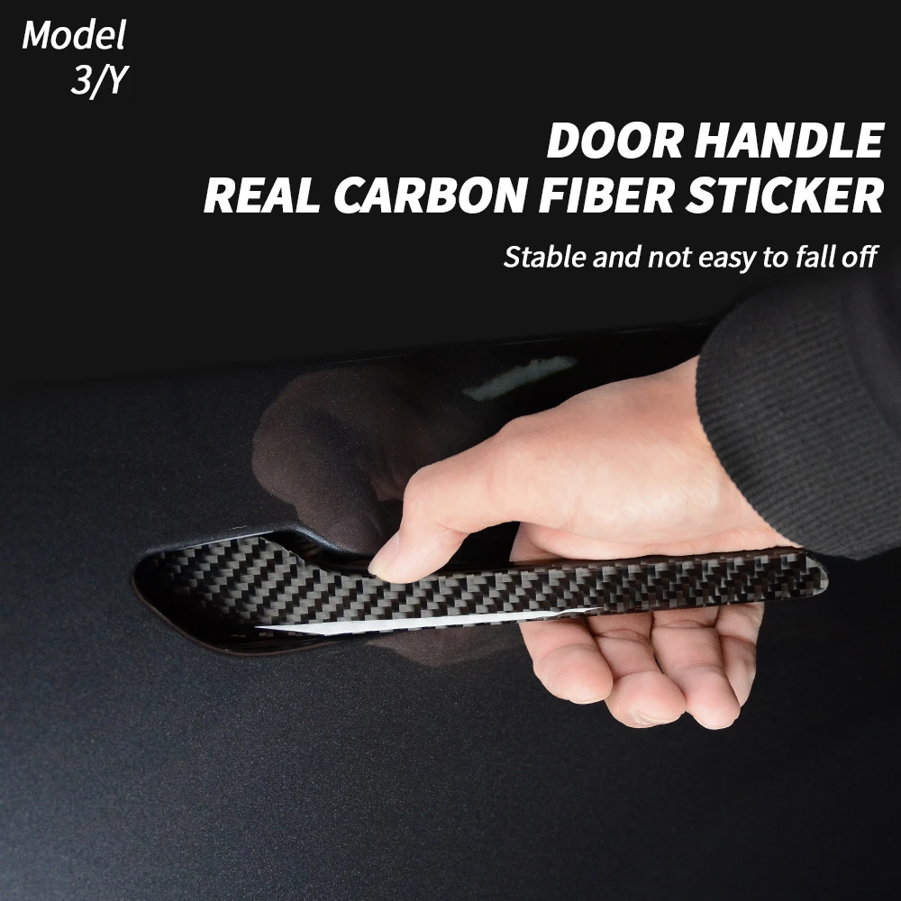 

Car Door Handle Decoration For Tesla model 3 2019-2023 model y 2023 Carbon Fiber accessories car stickers 4pcs car accessory