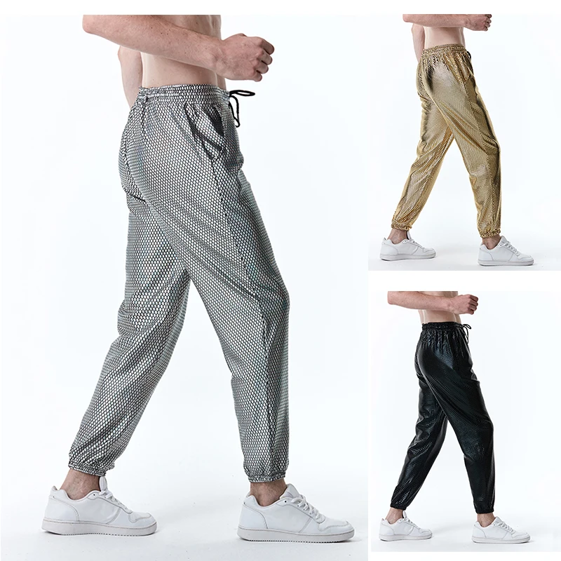 

2022 Spring and Autumn New Men's Fashion Diamond Bronzing Printed Casual Trousers Prom Party Carnival Trousers