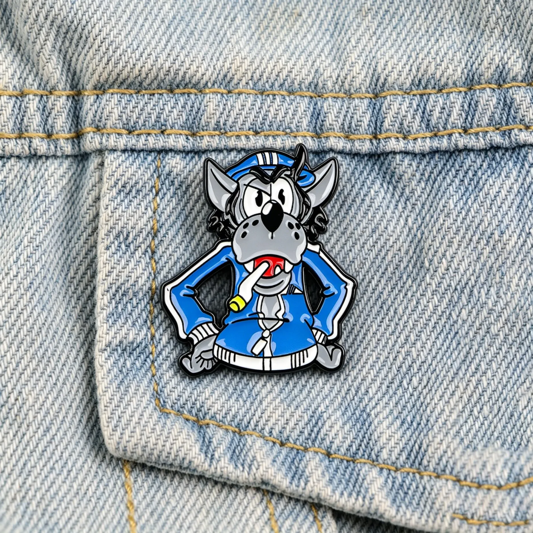 Wolf Emaille-Anstecknadel Cartoon-Charakter Brosche für Jacken & Taschen Tier-Anstecknadeln Schmuck Kleidungsdekoration Fangeschenk