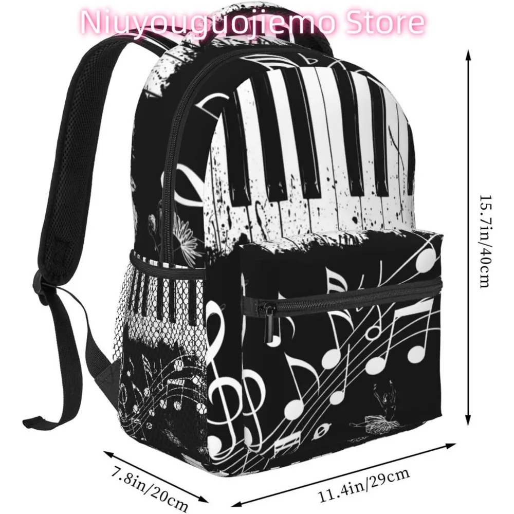 Ransel Laptop Ringan Catatan Piano Lucu Lucu Ransel Daypack Kasual Perjalanan Serbaguna Ringan Ransel Kampus Uniseks untuk M