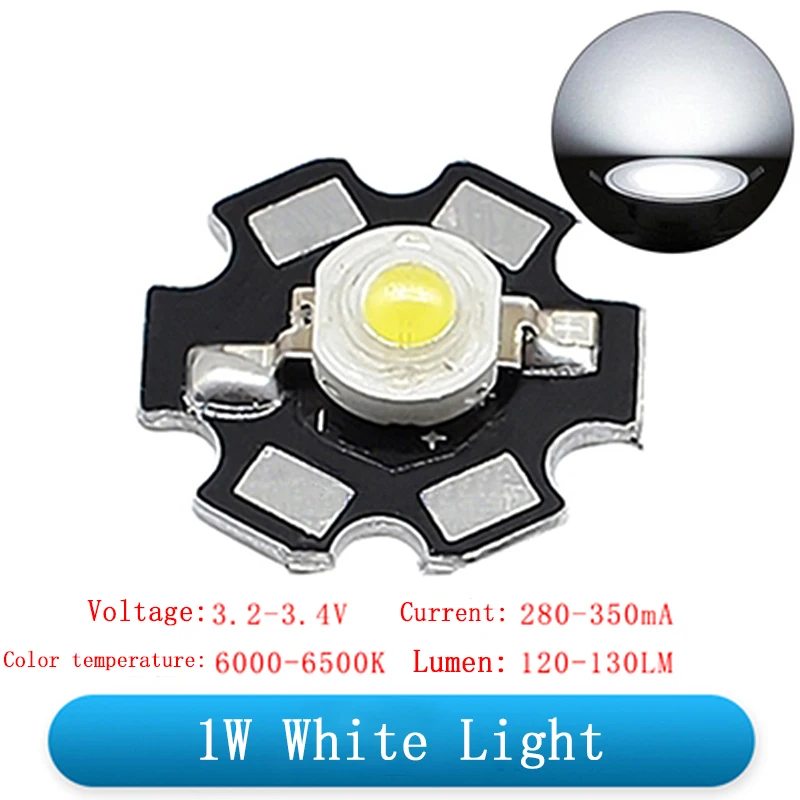 1W 3W 5W High Power Led Kralen Volledig Spectrum Zuiver Wit/Warm Met 20Mm Zwarte Ster Pcb Heatsink Aluminium Substraat Diy Lichten