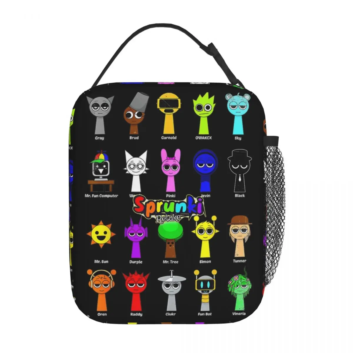 

Incredibox Sprunki изолированные сумки для обеда, термосумка, многоразовая игра ужасов, портативная сумка-тоут, ланч-бокс, сумка для еды, офисная уличная сумка