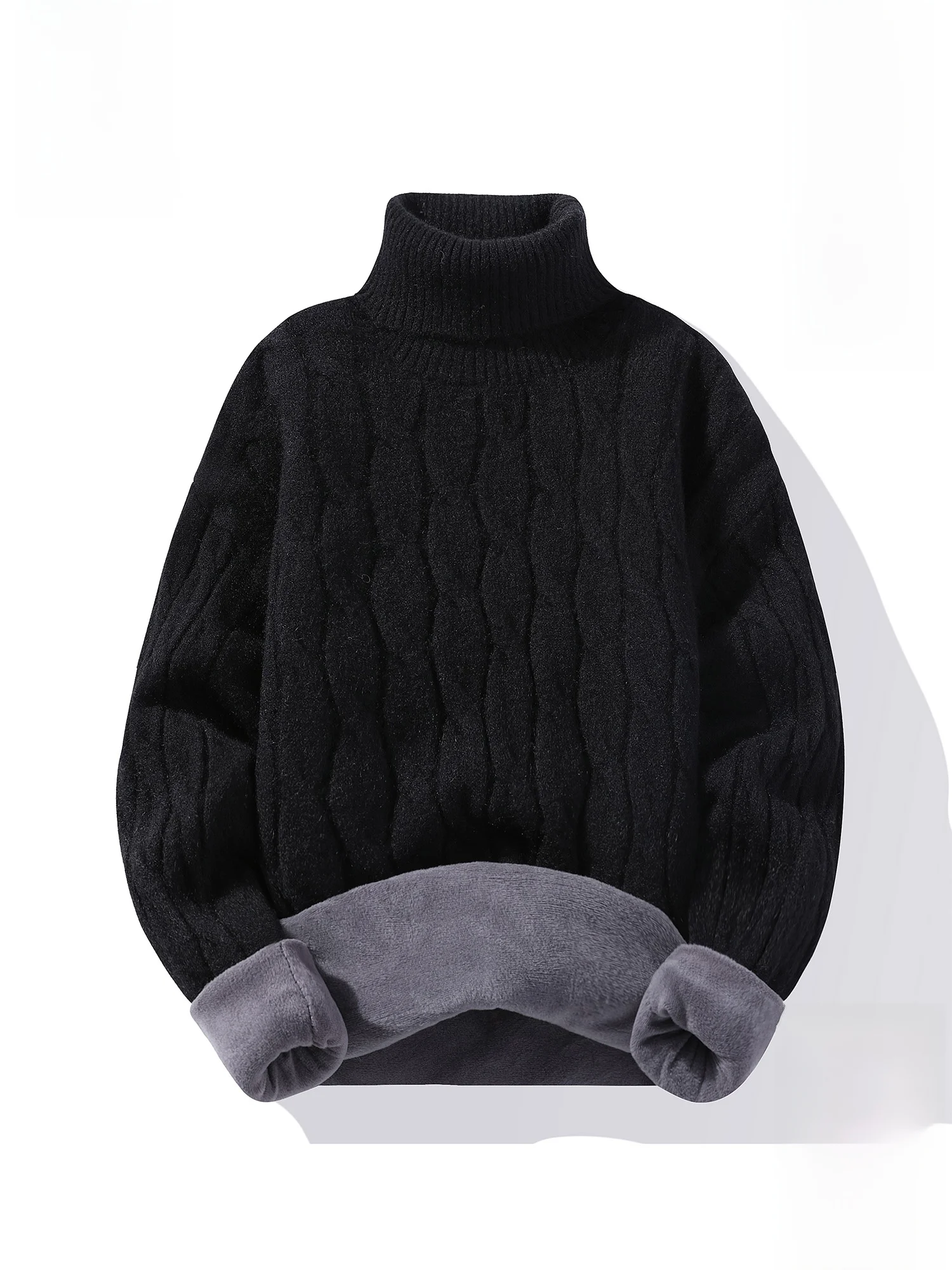 

PaulFrank High Collar Fce Lined Knitted Thiened Casual Men's Sweater Warm Winter Leisure Pullover Knitwear