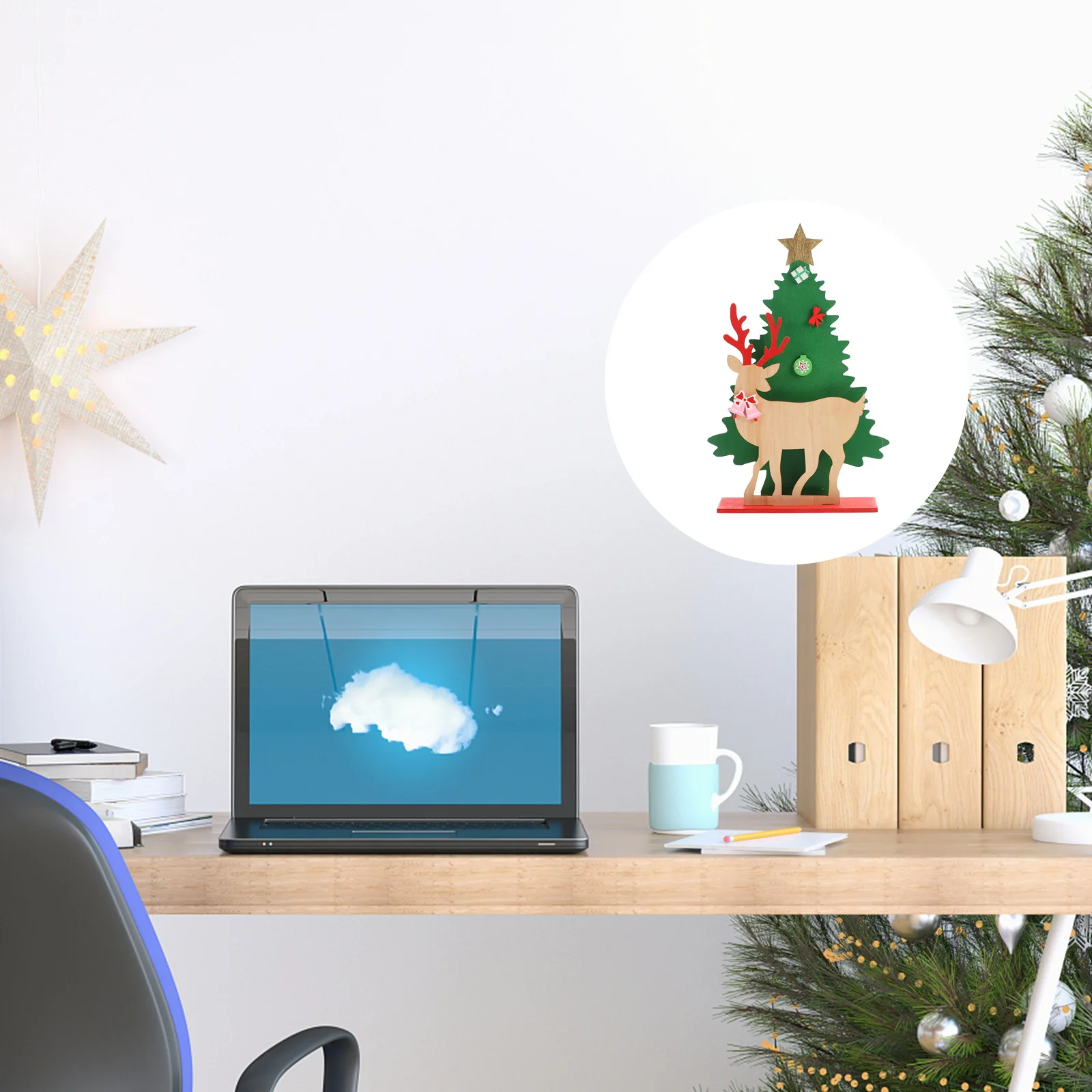 

1Pcs Wooden Christmas Desktop Adornment Colored Drawing Ornament Home Office Table Sofa Xmas Decoration Christmas Pendant Wood
