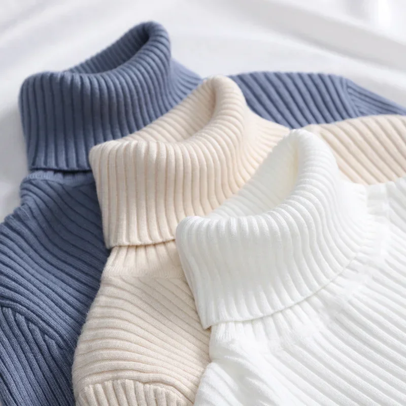 

Women Solid Color Long Sleeves Turtleneck Knitted Sweater Basic Soft Pullovers Simple Elegant Fashion New