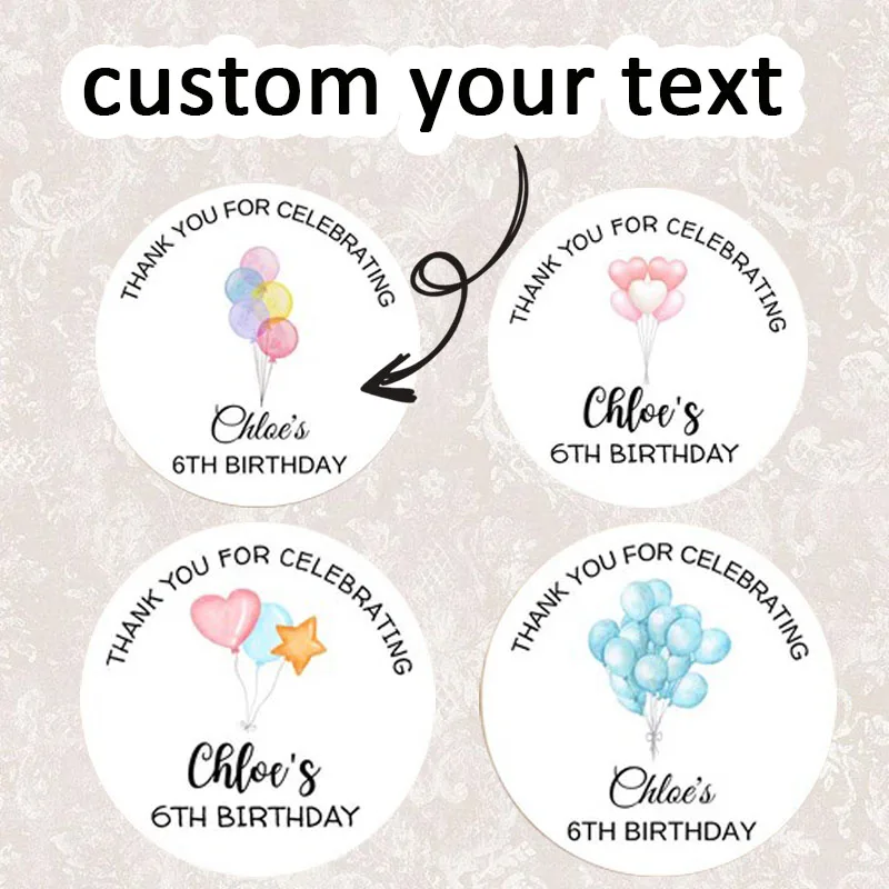 

90pcs custom personalized name and birthday stickers (for weddings, baptisms, party invitations)
