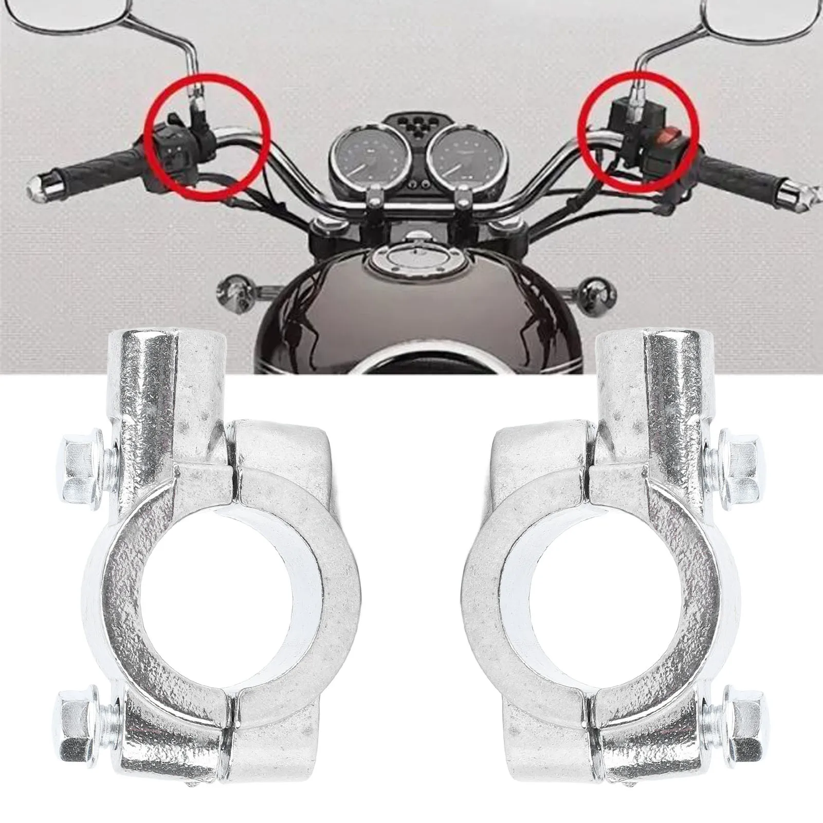 

2 Pcs Motorcycle Handlebar Mirror Mount Rearview Mirror 22mm Thread Holder Clamp Adaptor For Motorcycles ATV Scooter Silver M10