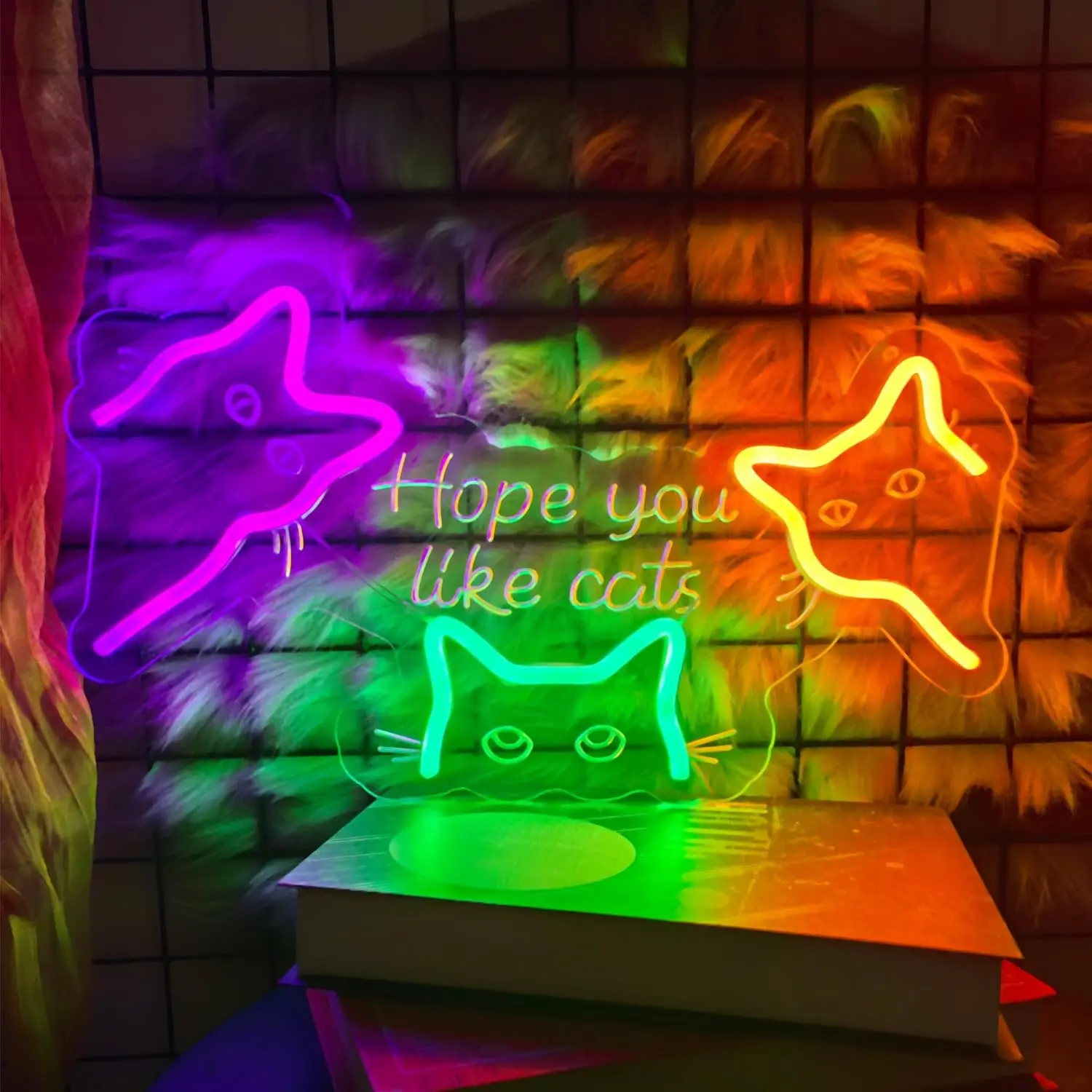 

Hope You Like Cats Neon Sign USB Dimmable Neon Light for Game Room Party Home Bar Pet Shop Decoration Gift for Cat lover