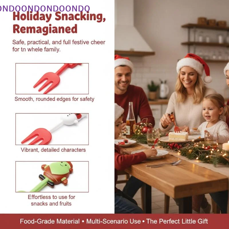 10 Pcs Cute Christmas Cartoon Fruit Forks Reindeer Snowman Santa Design Eco-friendly for Holiday Party Kids Snack Time