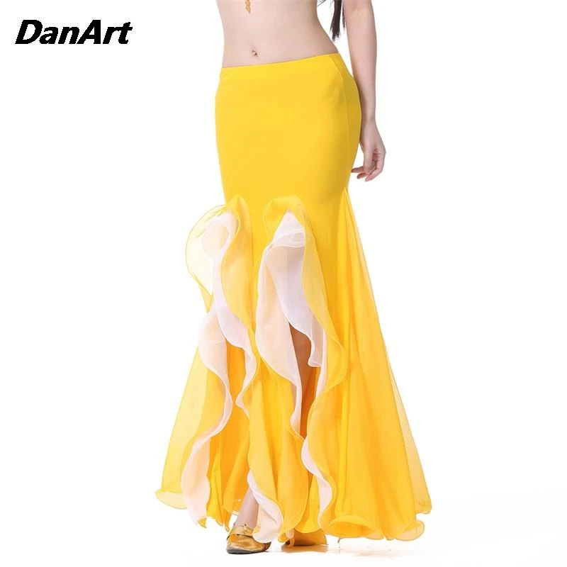 Lady Belly Dance Performance Dance Skirt Adult Sexy Danc Arabic Waves Long Dress Gypsy Spanish Split Dance Skirt Practice Outfit