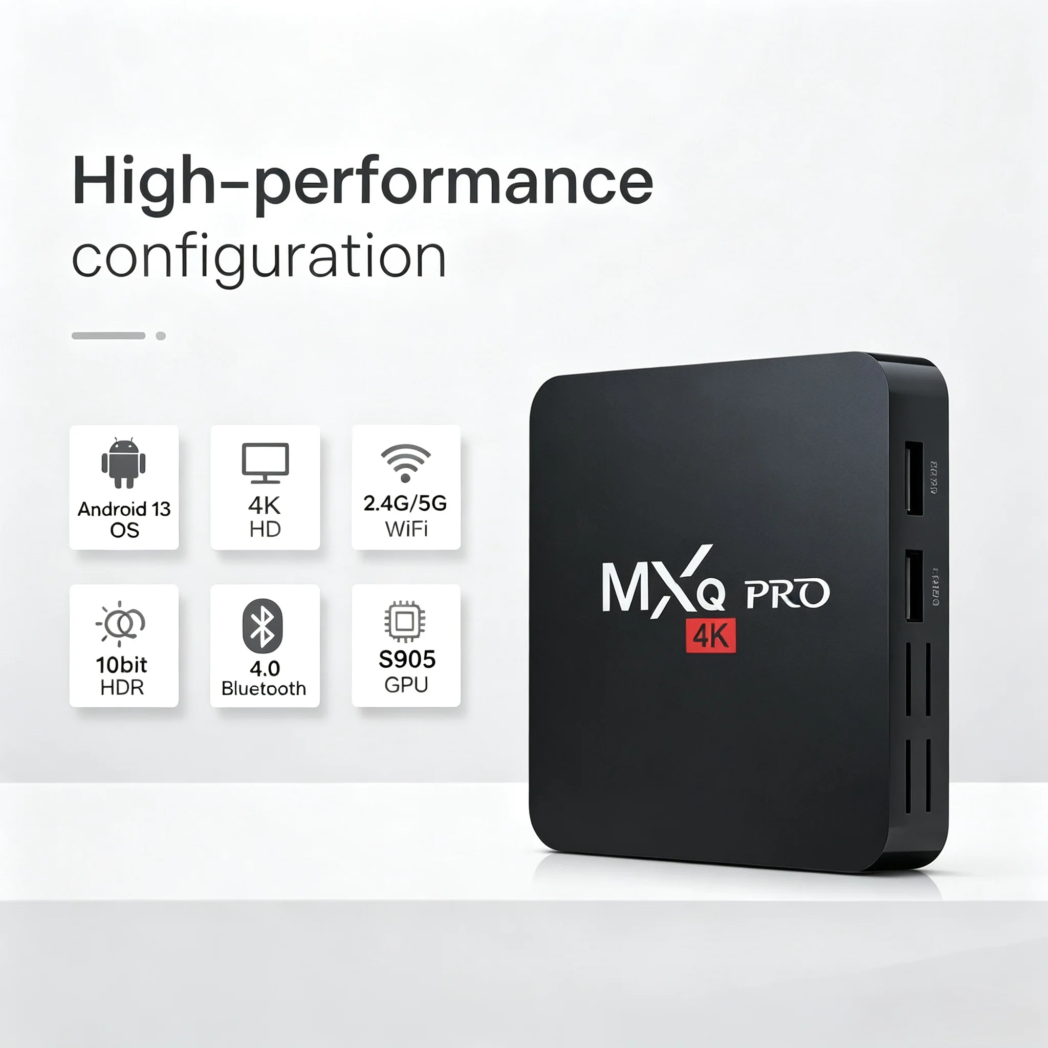 Android 13 TV Box, MXQPRO 4K Smart Media Player with 5G WiFi & BT4.1, Budget-Friendly Set-Top Box for Home & Hotel