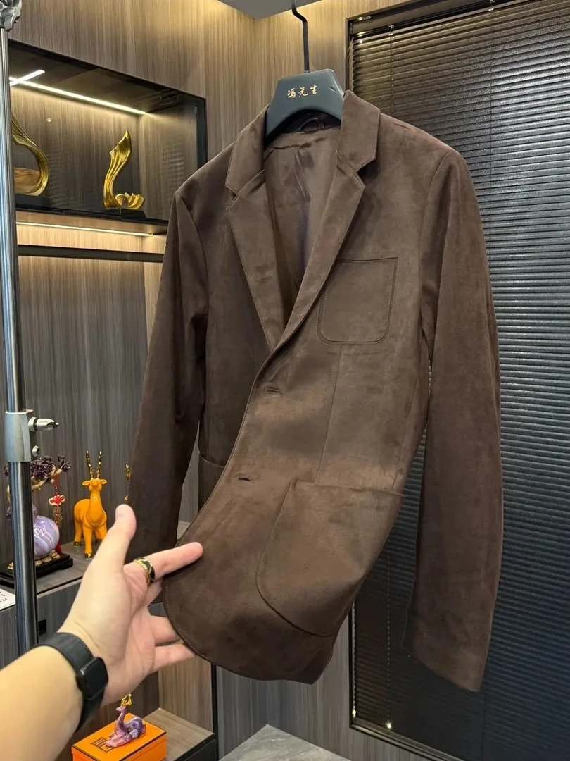 

High Quali Casual Men's Suit Spring Autumn New Sle Trendy Versatile Premium Cool Busin Smart Stand Fit Non Iron