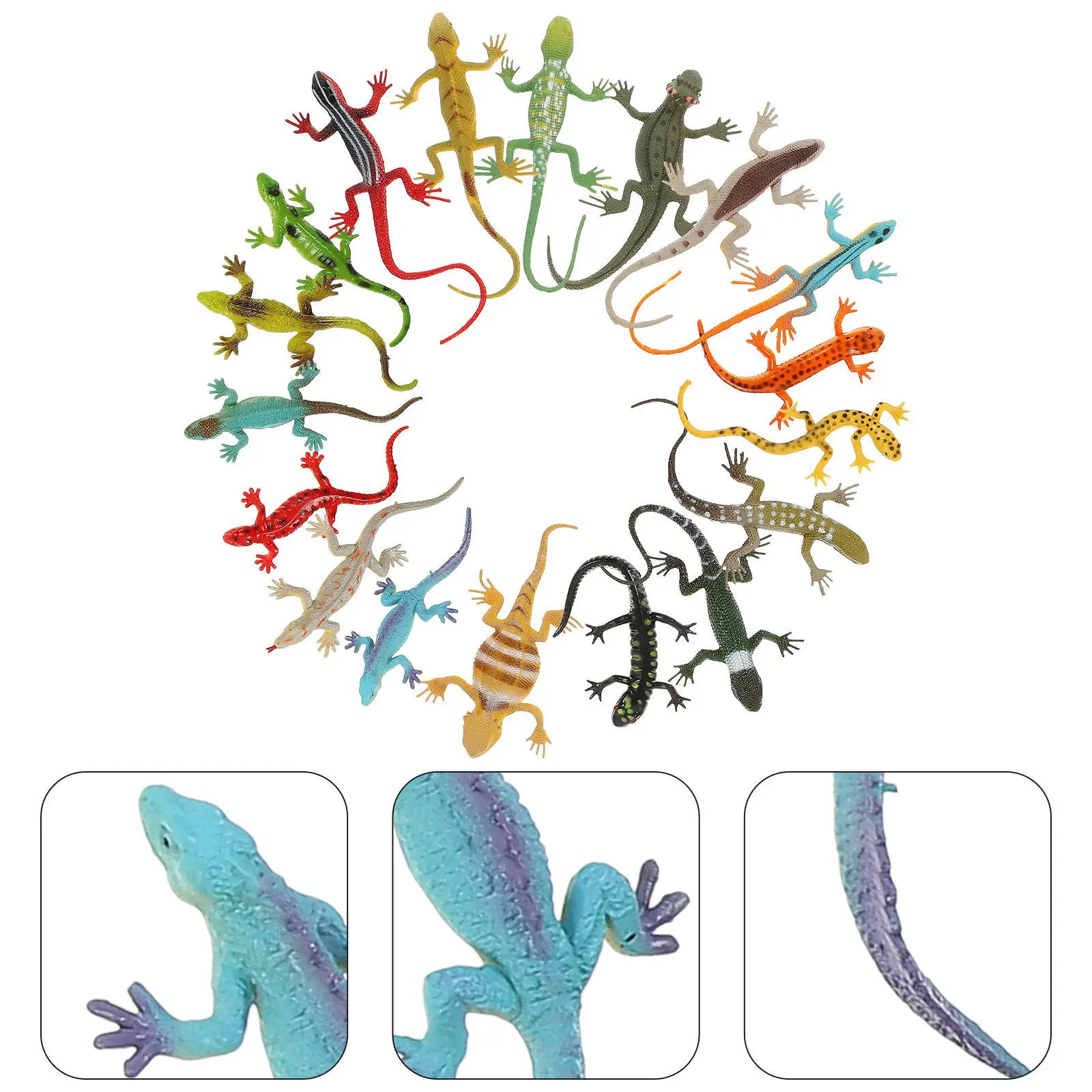 

18Pcs Lifelike Plastic Lizard Figures Bright Colors Realistic Postures Kids Animal Knowledge Garden Bonsai Desktop Prank