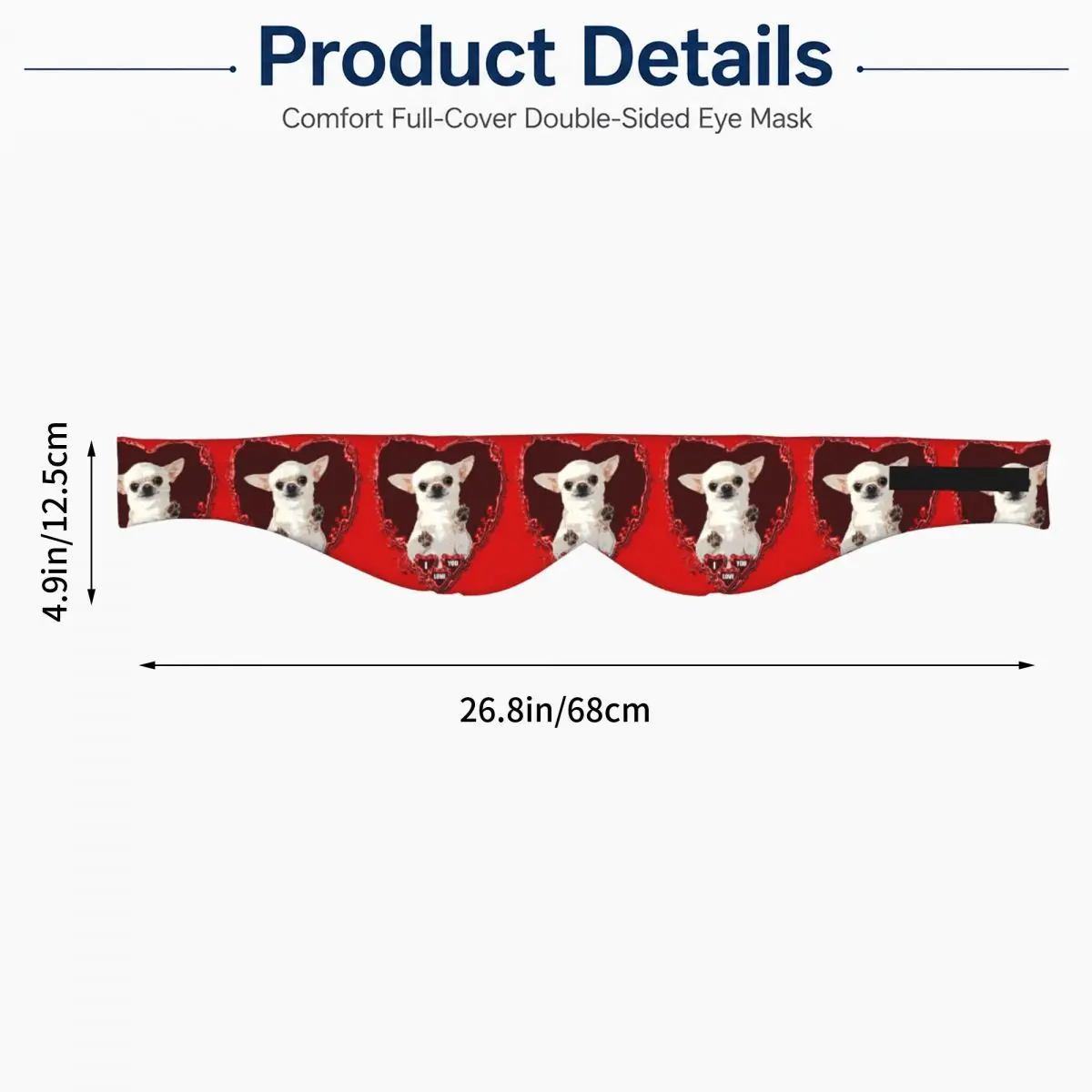 Chihuahua Dog Valentine's Day sleep mask Light Blocking Portable Eye Cover for Girls Boys Travel Party Gift Eyeshade eyepatch view 5