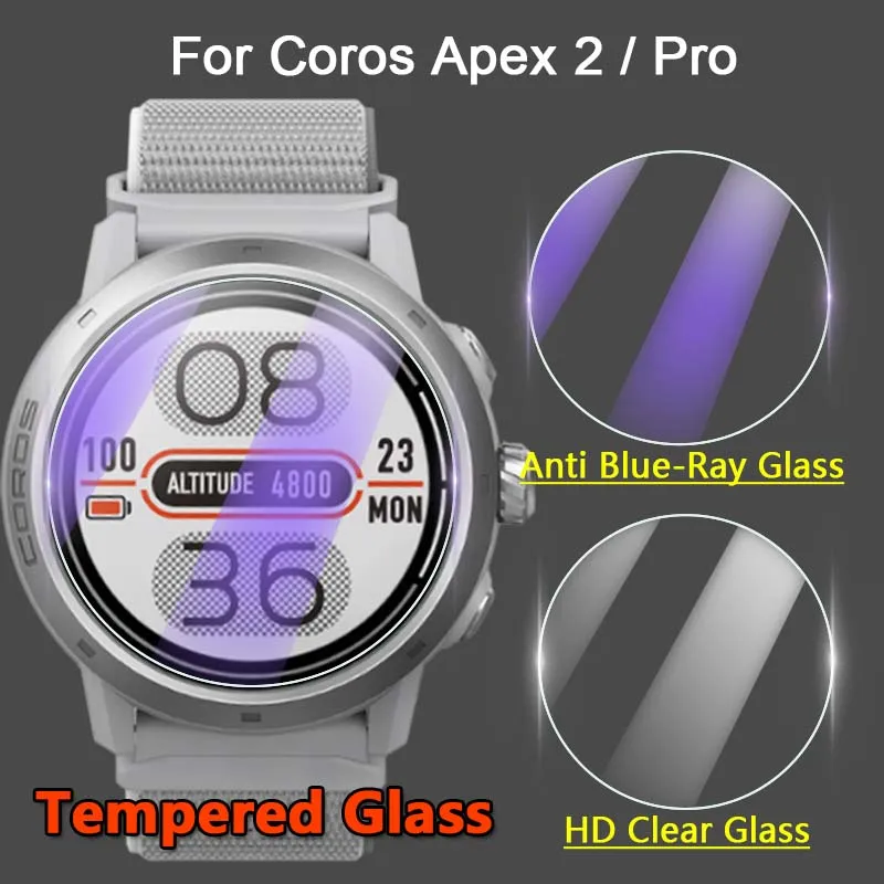 5Pcs Screen Protector For Coros Apex 2 / Pro GPS Smart Watch 2.5D 9H Ultra Clear / Anti Blue-Ray Tempered Glass Protective Film