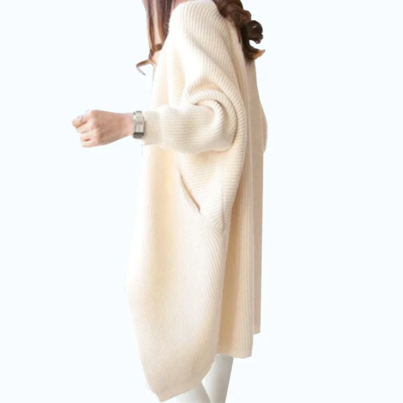 

2024 Women Long Cardigans Autumn Winter Stitch Poncho Knitting Sweater Female Over Sized Shawl Cape Jacket Coat Trench R219