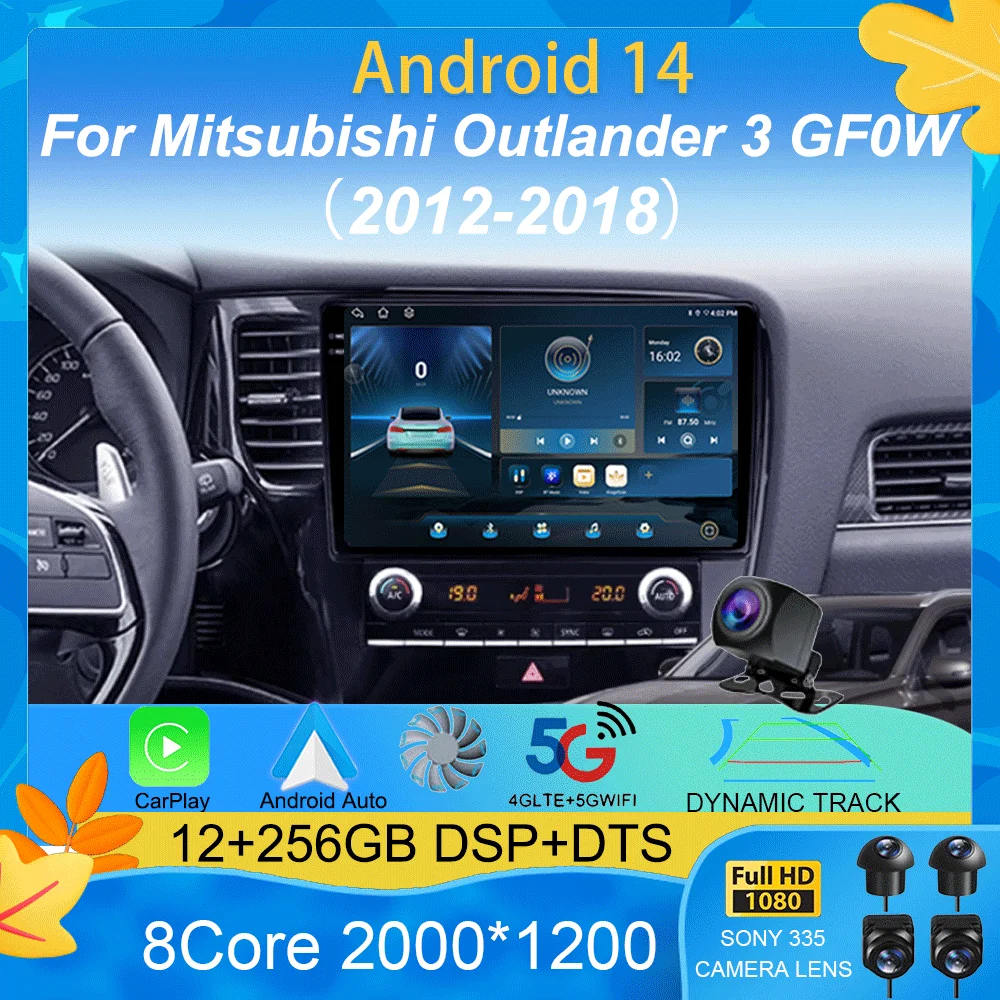 

Android 14 Carplay Auto 2K экран мультимедийный автомобильный радиоплеер для Mitsubishi Outlander 3 GF0W GG0W 2012-2018 авторадио стерео