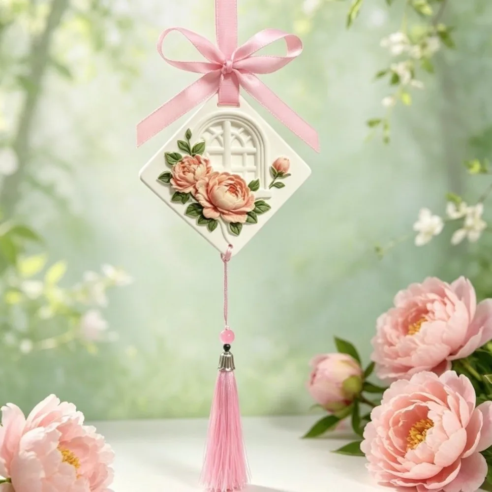 Relief Pattern Plaster Air Freshener White European Style Car Air Freshener Wall Hanging Peony Rose Aroma Wall Pendants