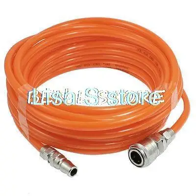 10M Pneumatic Polyurethane Tube Orange PU Hose Pipe 8mm x 5mm w Quick Connector