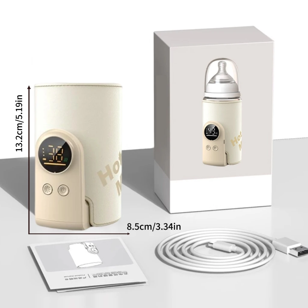 10000mAh Portable Baby Bottle Warmer Rechargeable Newborn Feeding Bottle Heater Smart Constant Temperature 10hrs Fast Heating