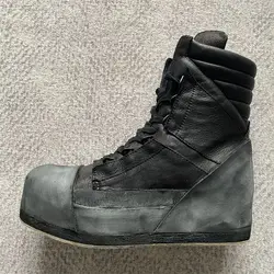 World Peace Dark leader Exclusive  Goodyear Handmade Real Leather Retro Cusotmized Designer Motor Punk Trainer Runner Boots