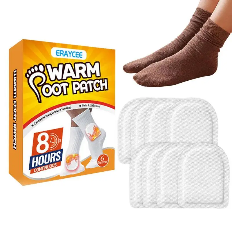 6pcs Foot Warmer Patch Safe And Adhesive Foot Care Heating Pads Patches Detoxification Foot Sticker Universal Winter Body Warmer