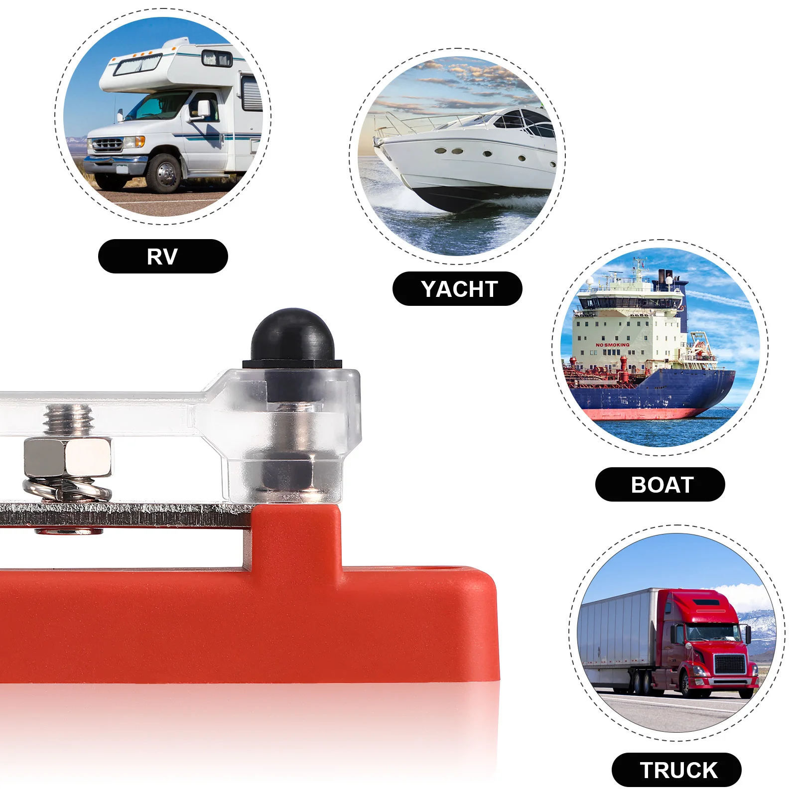 

2 Sets M6 Red Black Single Row Terminal Block RV Yacht Metal Bus Bar 12v Power Distribution Truck