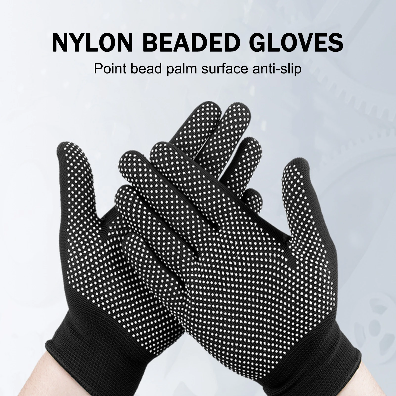 Work Gloves Nylon Breathable Anti-Slip Grip Safety Handwear for Gardening Climbing Packing Wear Resistant 12 Pairs Pack