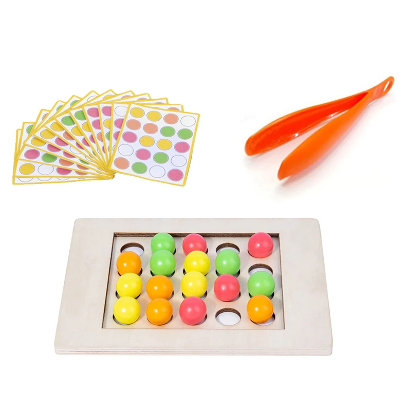 Kids Sorting Game Early Educational Toys Pompoms Wooden Balls Fine Motor Training Montessori Sensory Puzzle Toy Children Gifts