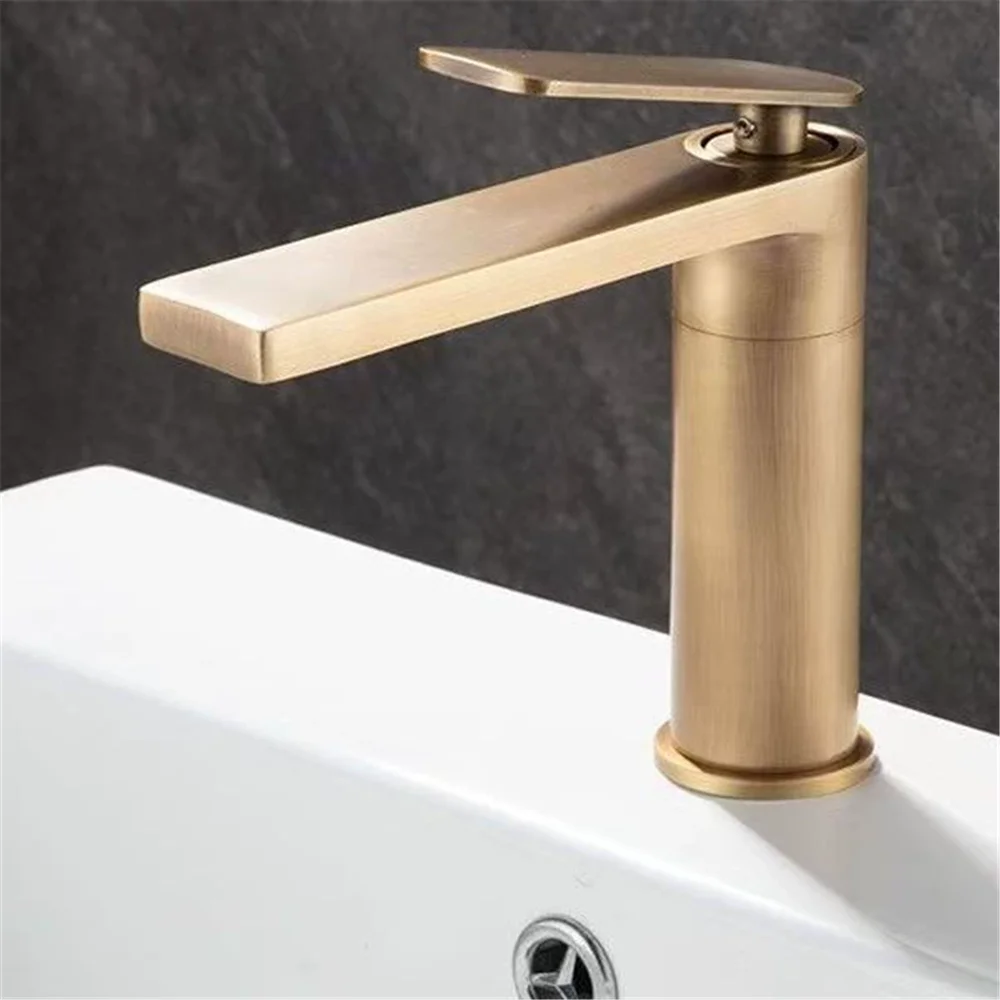

Basin Faucet Antique Bronze Bathroom Faucet Hot & Cold Brass Bathroom Sink Faucet Deck Mounted Lavotory Faucet Mixer Water Tap