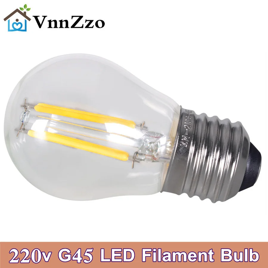 2 واط 4 واط 6 واط 8 واط E27 E14 واضح LED مصباح 220 فولت G45 LED لمبة الدافئة/الباردة الأبيض خيوط اديسون ألكرة الأرضية ضوء توفير الطاقة لمبة