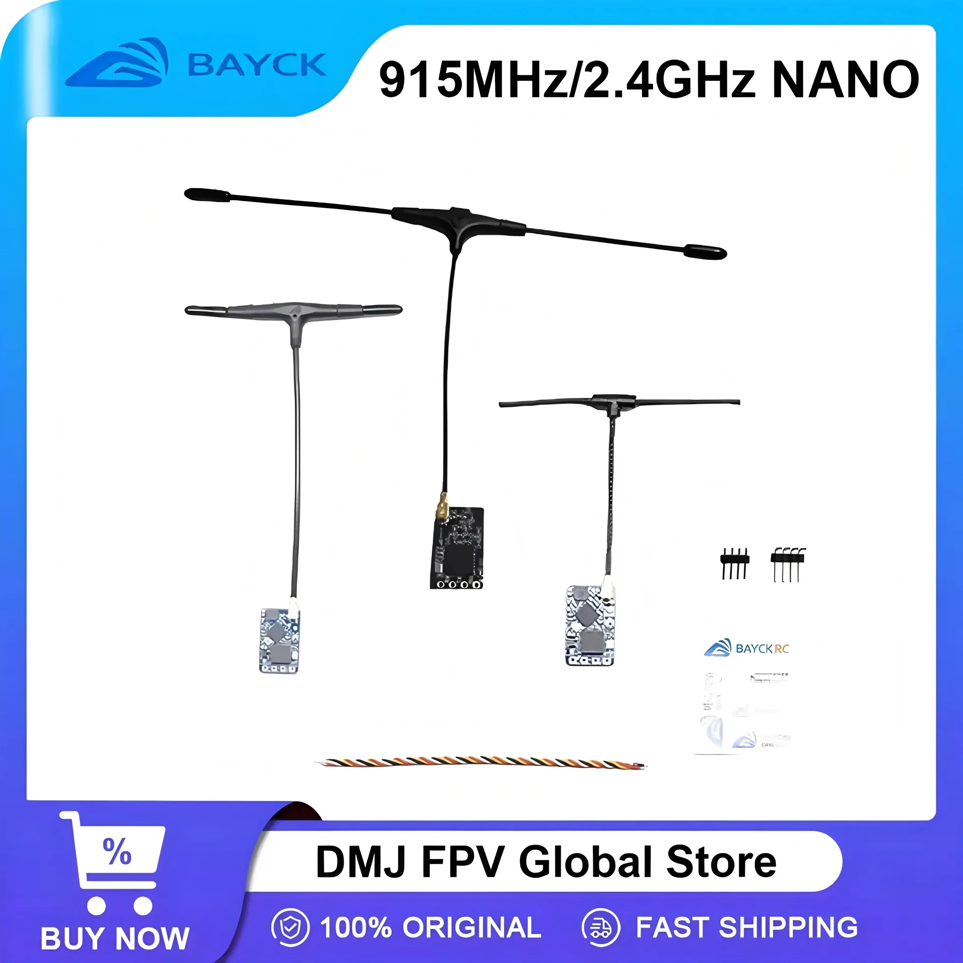 BAYCK ELRS 915MHz / 2.4GHz NANO ExpressLRS Receiver with T type Antenna Support Wifi upgrade for RC FPV Traversing Drones Parts