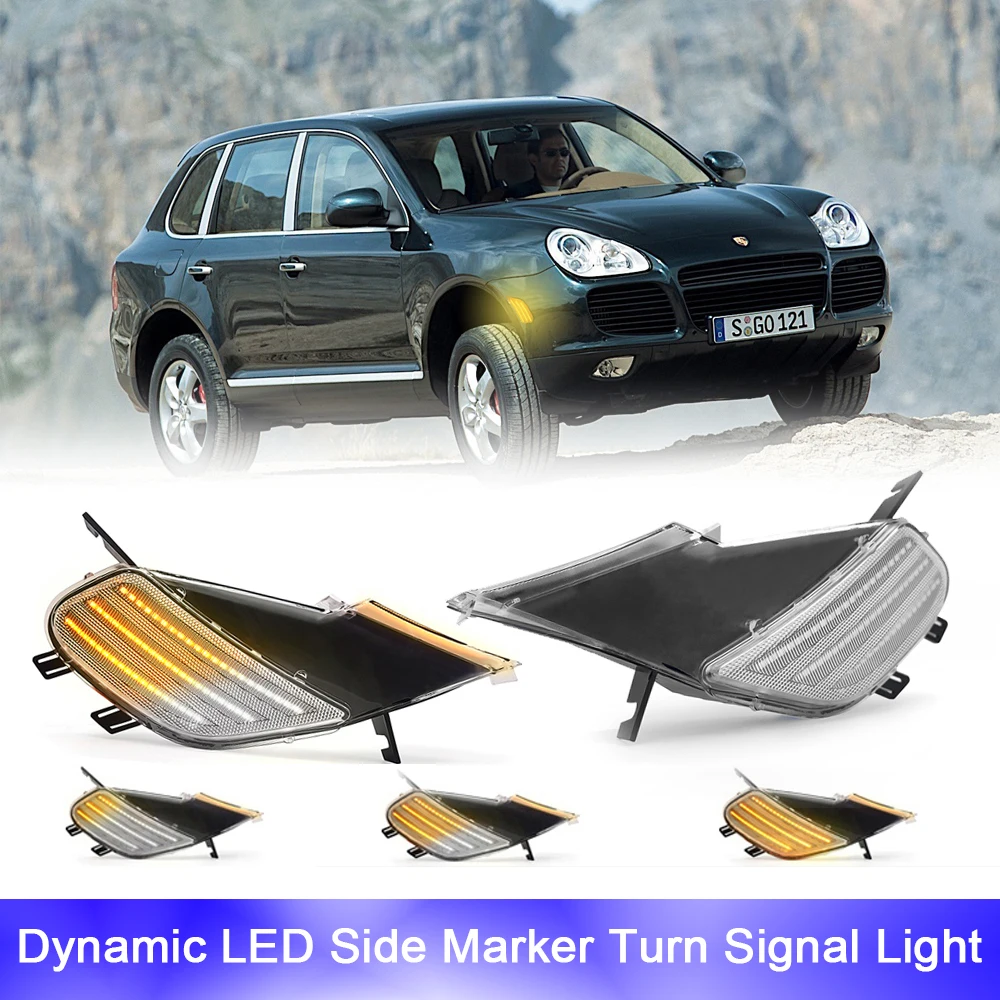 

For Porsche Cayenne 955 2003-2006 LED Side Marker Sequential Blinker Indicator Lights OEM 95563103401 Frond Fender Turn Signal