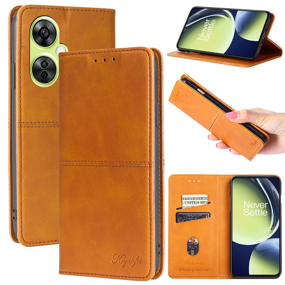 Genuine Leather Magnetic Deluxe Flip Wallet Smartphone Case for One Plus Nord CE 2 Lite 5G/Ace/9RT/Nord CE 2 5G// 11/10T/Ace Pro