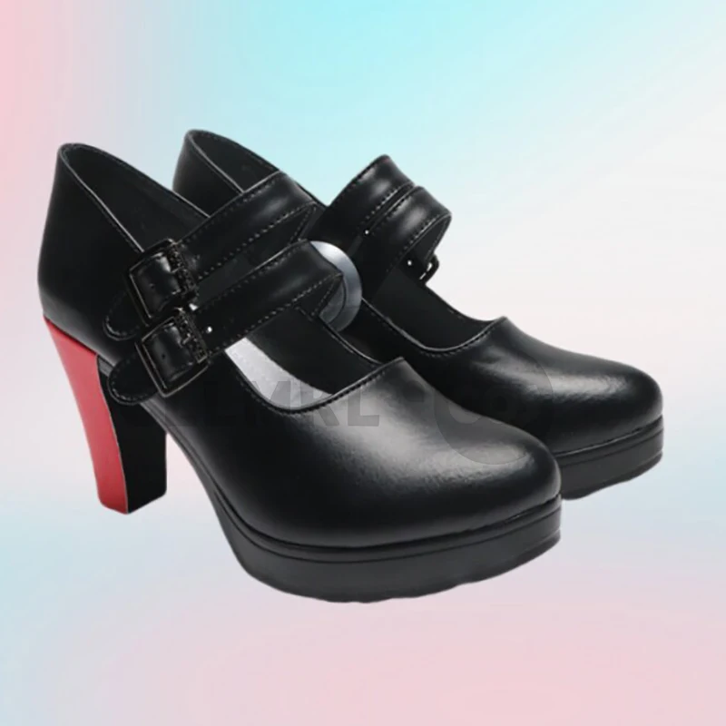 Game Zenless Zone Zero Ellen Joe Cosplay Shoes Women Halloween Party Maid Roleplay Shark Girl Black Customized Shoes High Heels