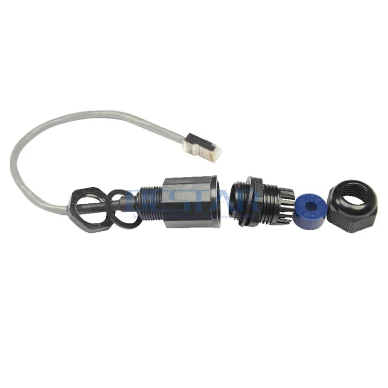 25cm 방수 RJ45 플러그 커넥터 CAT5E 이더넷 LAN 남성-여성 어댑터 케이블(M20 너트 포함) IP68 실외 AP 네트워크 액세스
