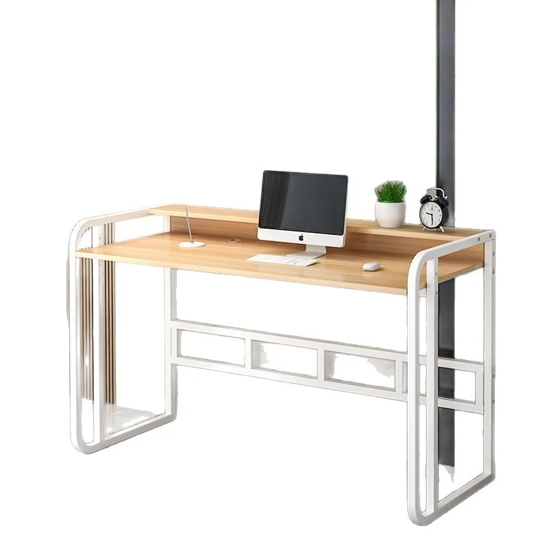 Simple desktop student desk, home writing desk with bookshelf, integrated bedroom computer desk, light luxury study table