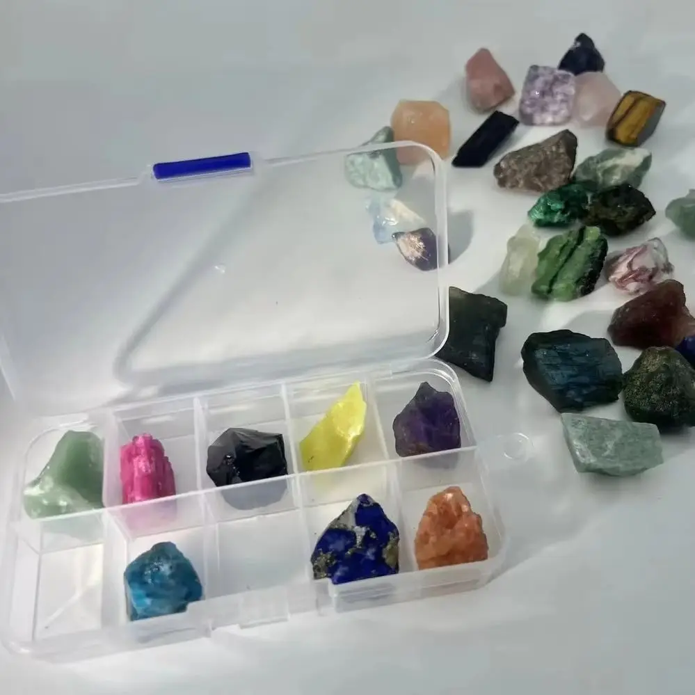 Natural Raw Gemstone Mix 10Pcs Rough Crystal Quartz Stone Kit, Healing Chakra Minerals for Kids Gift, Educational Rock