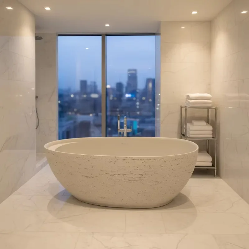 Wholesale Modern Design Freestanding Soaking Bathtub Portable Indoor Travertine Factory Price For Hotels