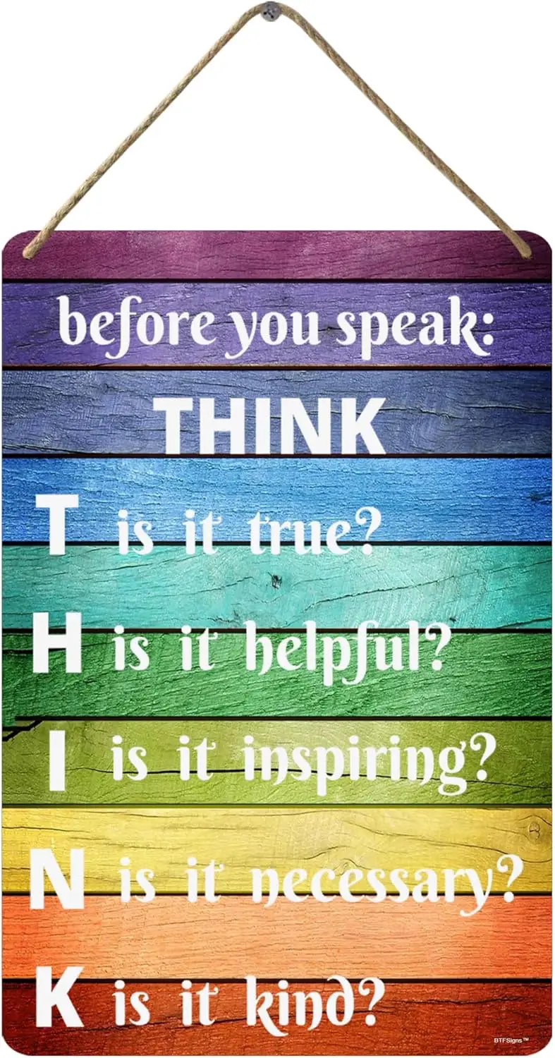 Think Before You Speak Wooden Signs Classroom Motivational Wooden Signs Inspirational And Uplifting Wall Art Decoration 8x1 sign