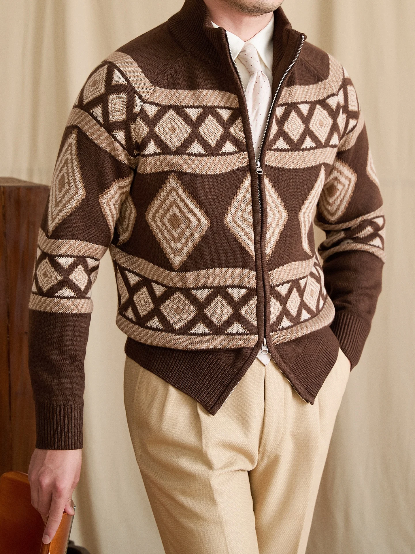 

Mr. Deer Tee Faionable Autumn Winter Knitwear ort Casual Stand Collar Fair Isle Sle Warmth Leisure Pullover Knitted S...