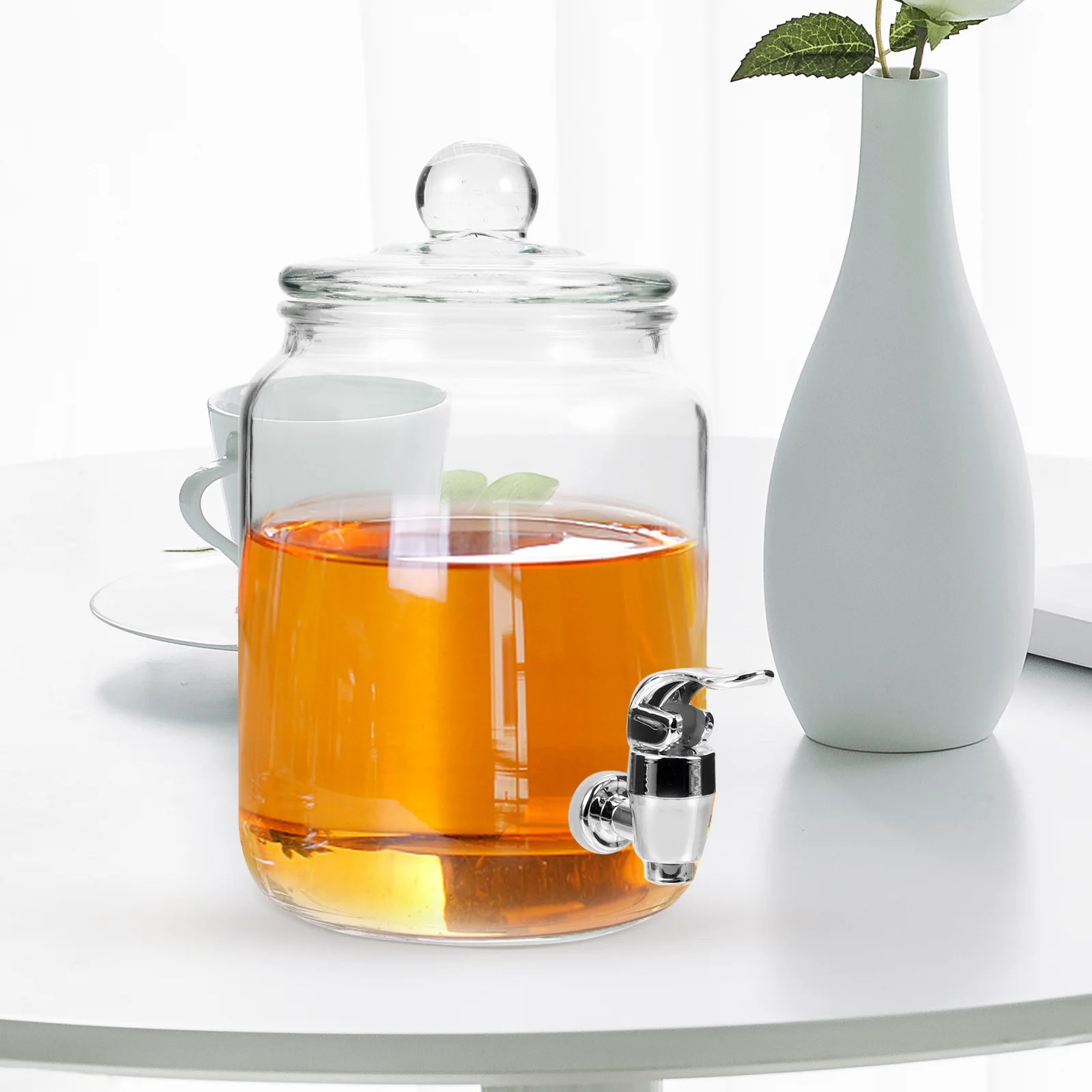 

Glass Wine Storage Jar Drink Dispenser Sealing Wine Tank Spigot Household Use Cold Brew Pitcher Glass Beverage Holder