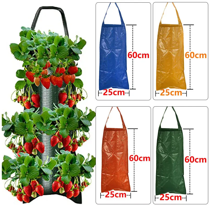

8 Holes Strawberry Growing Bag Flower Bag， Plant Pot Wall Hanging Planter Vertical Vegetables Potatoes Greenhouse Garden Tools