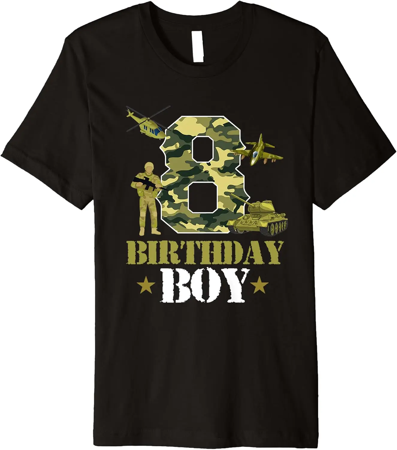 8th Birthday Military Themed Camo Boys 8 Yrs Old Soldier Premium T-Shirt